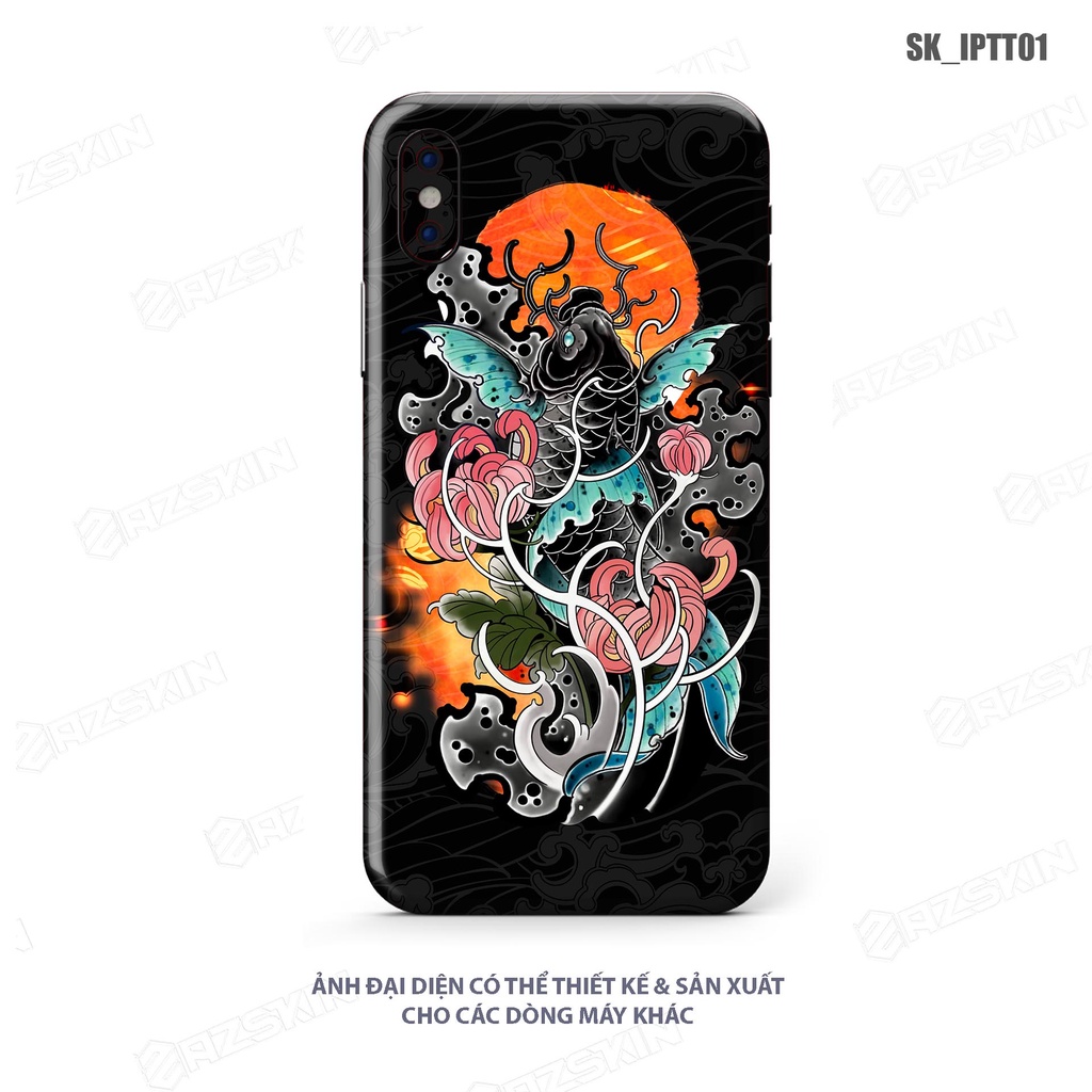 Miếng Dán Skin Cá Chép Dành Cho IPhone 7 - 14 Pro Max |SK_IPHTT01| Chất Liệu Nhập Khẩu, Khuôn Cắt CNC Dán Full Lưng Viền