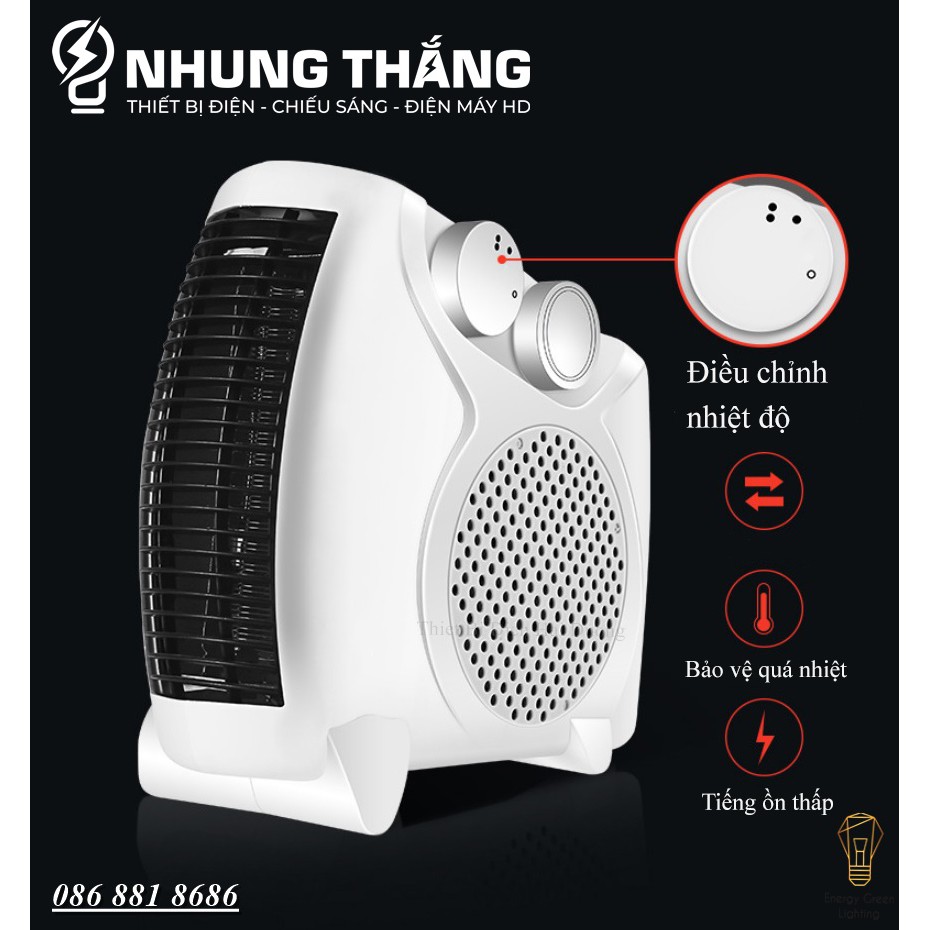 Máy sưởi để bàn MS-305, Quạt sưởi mini, Làm nóng nhanh , Tích hợp tản gió ,Vỏ ABS chống cháy, tiết kiệm điện năng