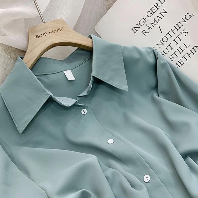 Áo sơ mi IELGY tay dài dáng rộng thời trang xinh xắn cho nữ