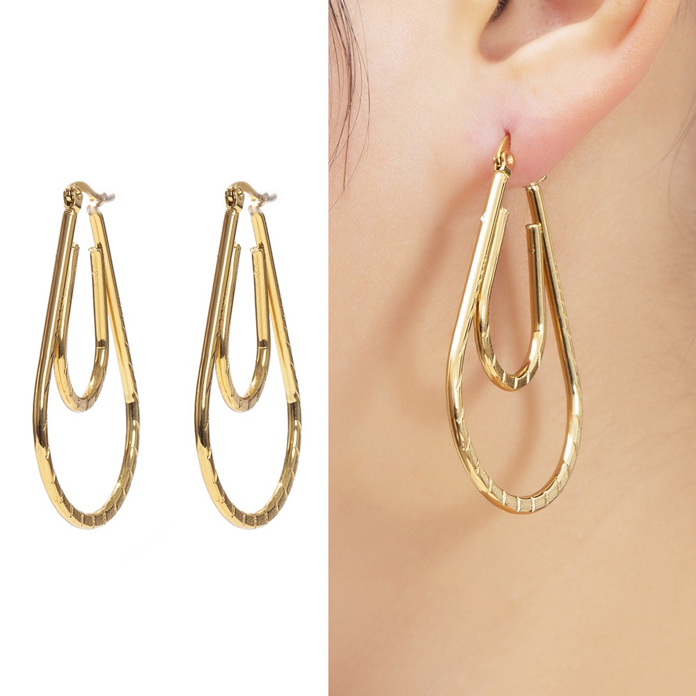 Khuyên Tai Tròn To 40MM Bằng Thép Không Gỉ / Vàng 18K Phong Cách Punk Cá Tính