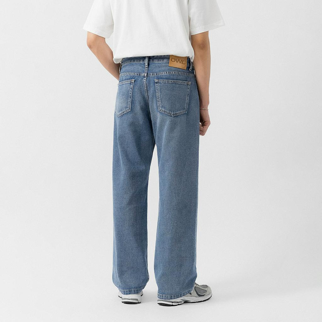 OWL BRAND® BASIC WIDE JEANS - Quần jeans nam dài ống rộng / Xanh