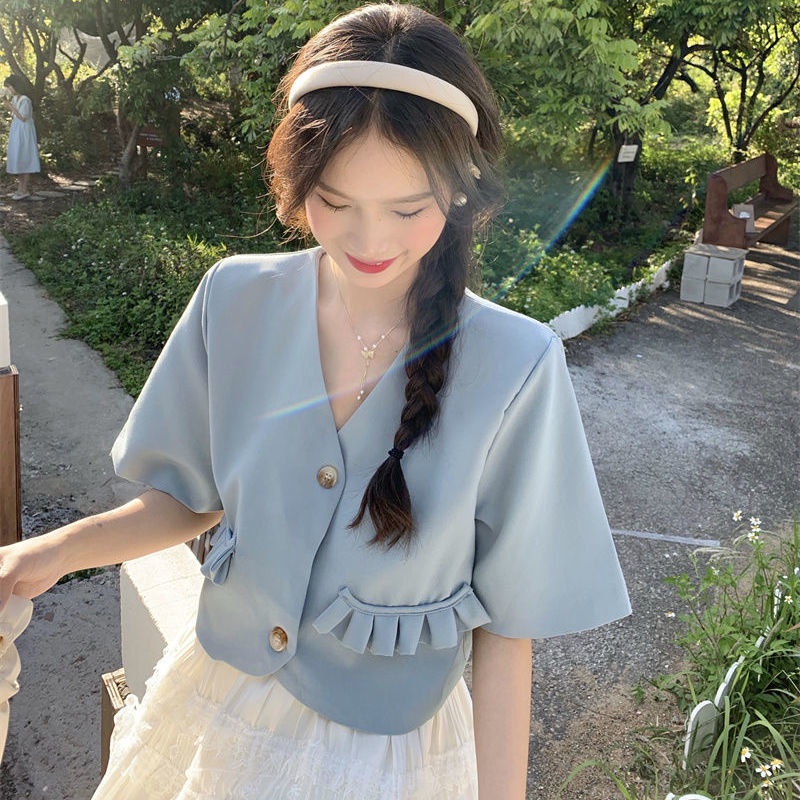 Áo Khoác Vest Cổ Chữ V Thời Trang Mùa Hè Hàn Quốc Dành Cho Nữ