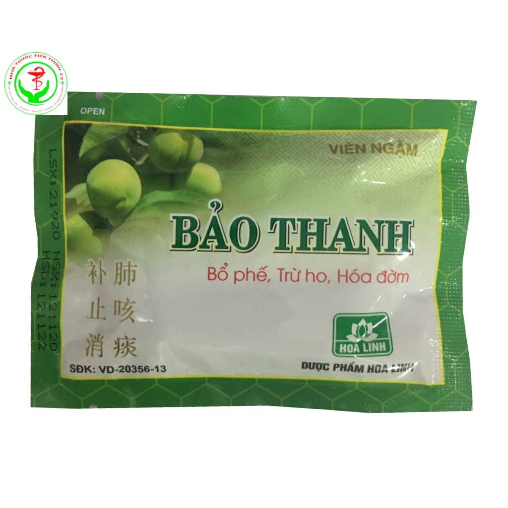 Viên ngâm Bảo Thanh bổ phế Trừ ho Hóa đàm hộp 20 vĩ, vĩ 5 viên