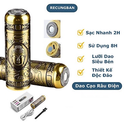Máy Cạo Râu T8 Sạc Điện USB Họa Tiết Phật Nhỏ Gọn Tiện Dụng.