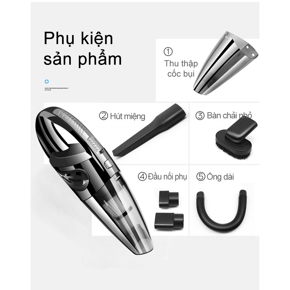 Máy hút bụi ô tô sử dụng kép công suất lớn xe nhỏ cầm tay không dây sạc mạnh mẽ trong xe -XCQ-R6053