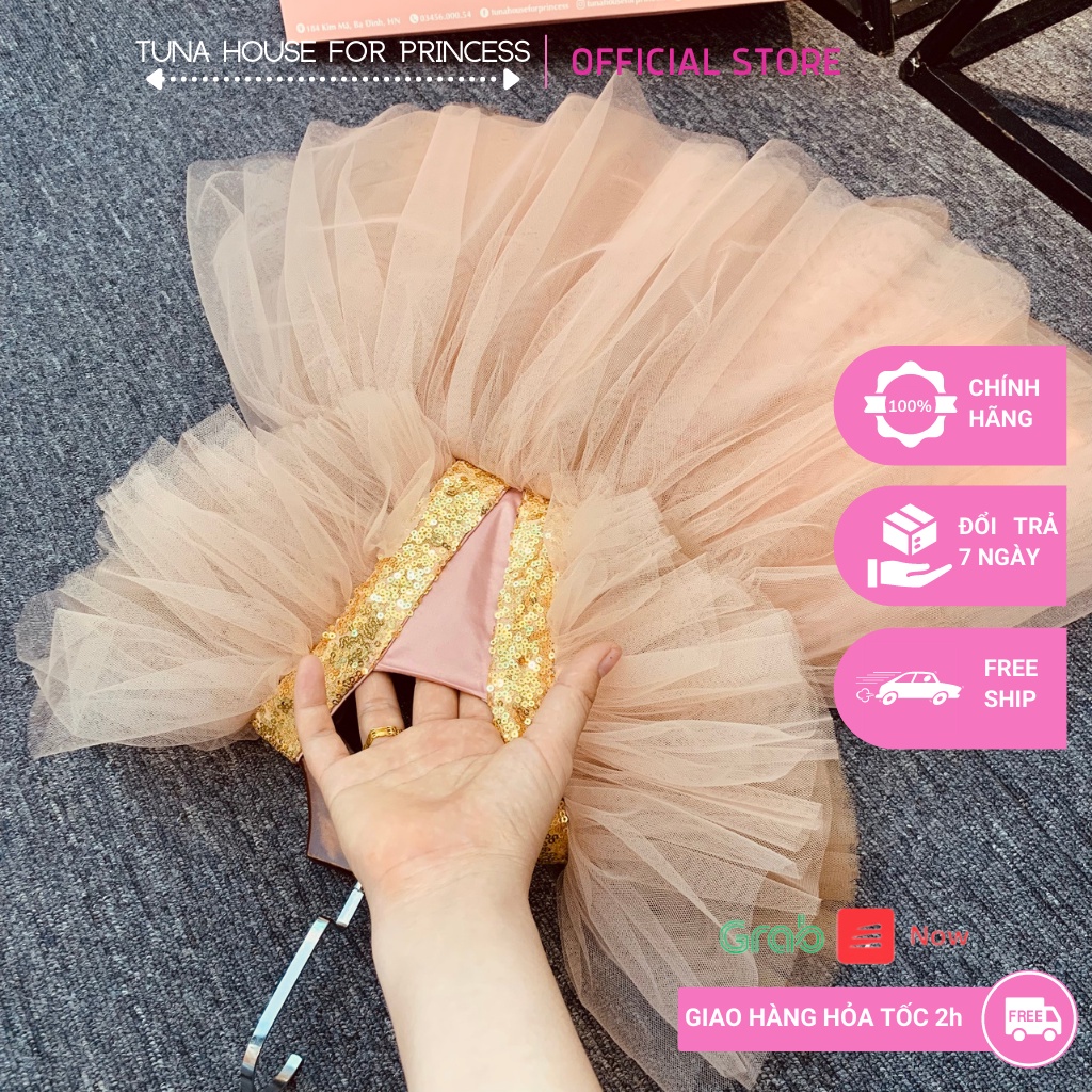 Váy đầm xoè công chúa thiết kế cho bé gái Lilliana mix màu nâu sang chảnh - Tuna House For Princess
