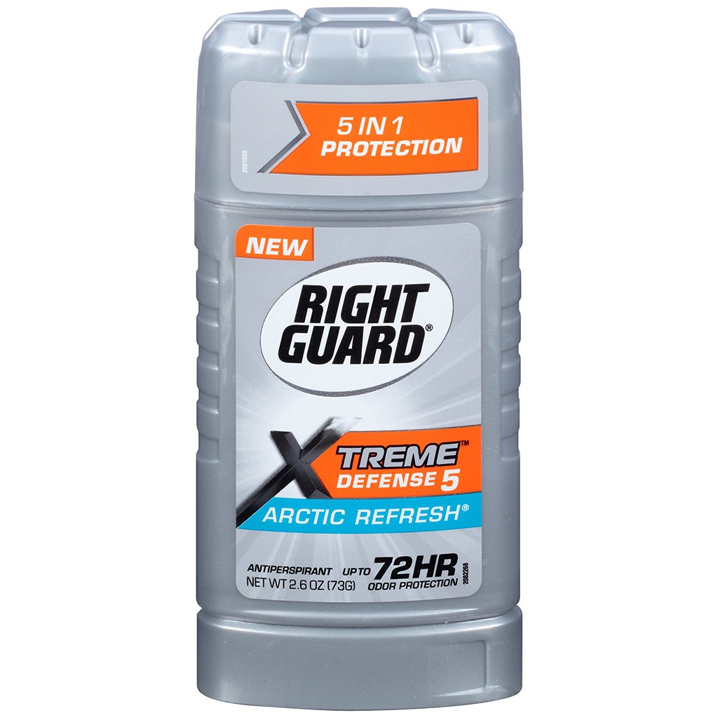 Lăn sáp khử mùi nam Right Guard Xtreme Defense 5 Antiperspirant Deodorant Artic Refresh 73,7g (Mỹ)