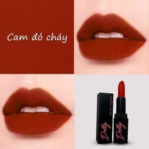 [Cam Đỏ Cháy] Kute Girl Son Sáp Phủ Phấn Dolly Không Chì Màu Cam Đỏ Cháy | BigBuy360 - bigbuy360.vn