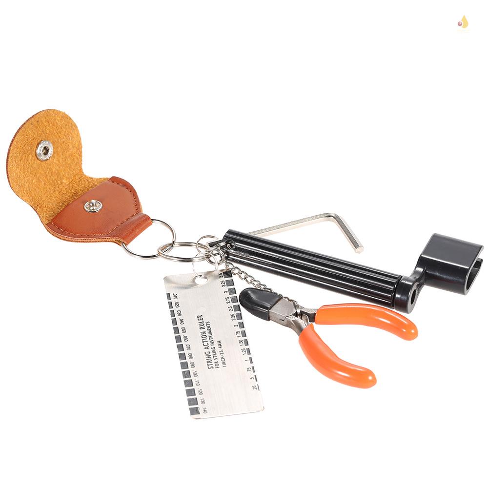 Bộ Dụng Cụ Cắt Dây Đàn Guitar 5 Trong 1 Gồm Thước Đo Dây + Kềm Cắt + Miếng Gảy Đàn