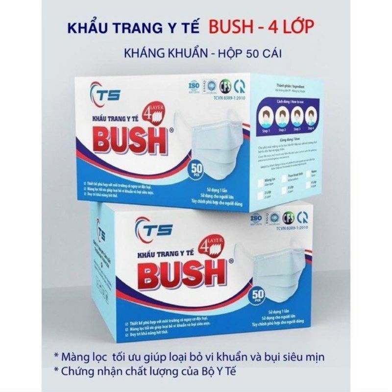 [Chính Hãng] Khẩu Trang Y Tế BUSH Hàng Công Ty (50PSC/1Hộp)