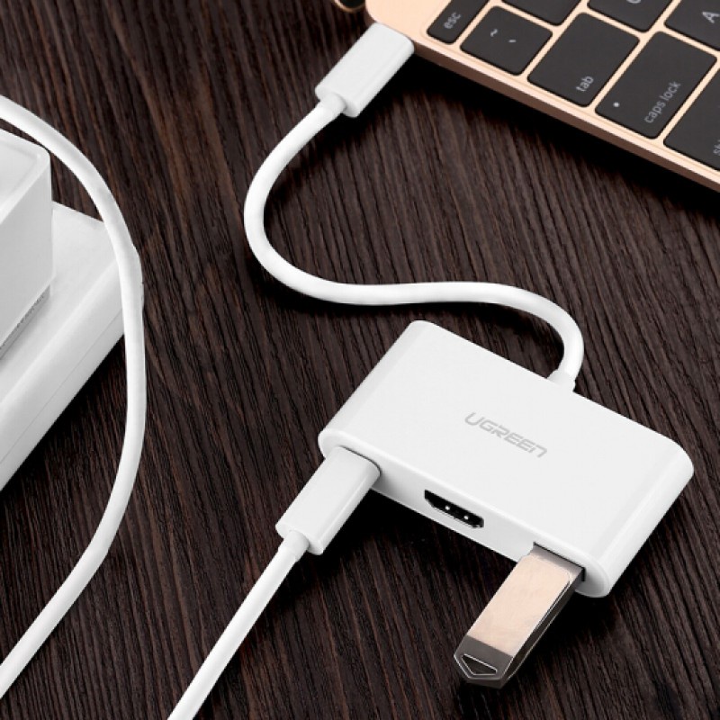 Cổng chuyển USB Type C to USB 3.0 và HDMI chính hãng Ugreen 30377