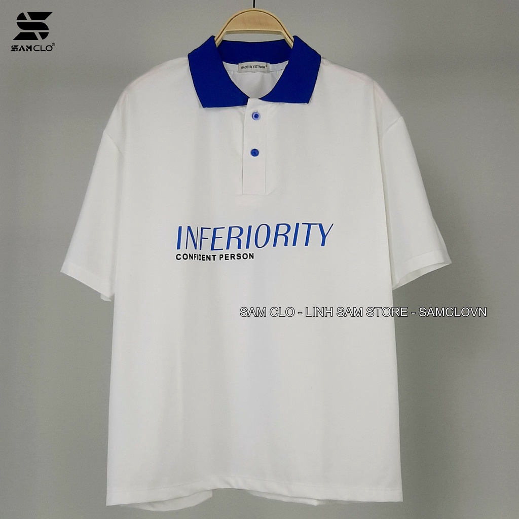 Áo POLO nữ tay lỡ SAM CLO thun freesize form rộng dáng Unisex - mặc cặp, nhóm, lớp in chữ INFERIORITY