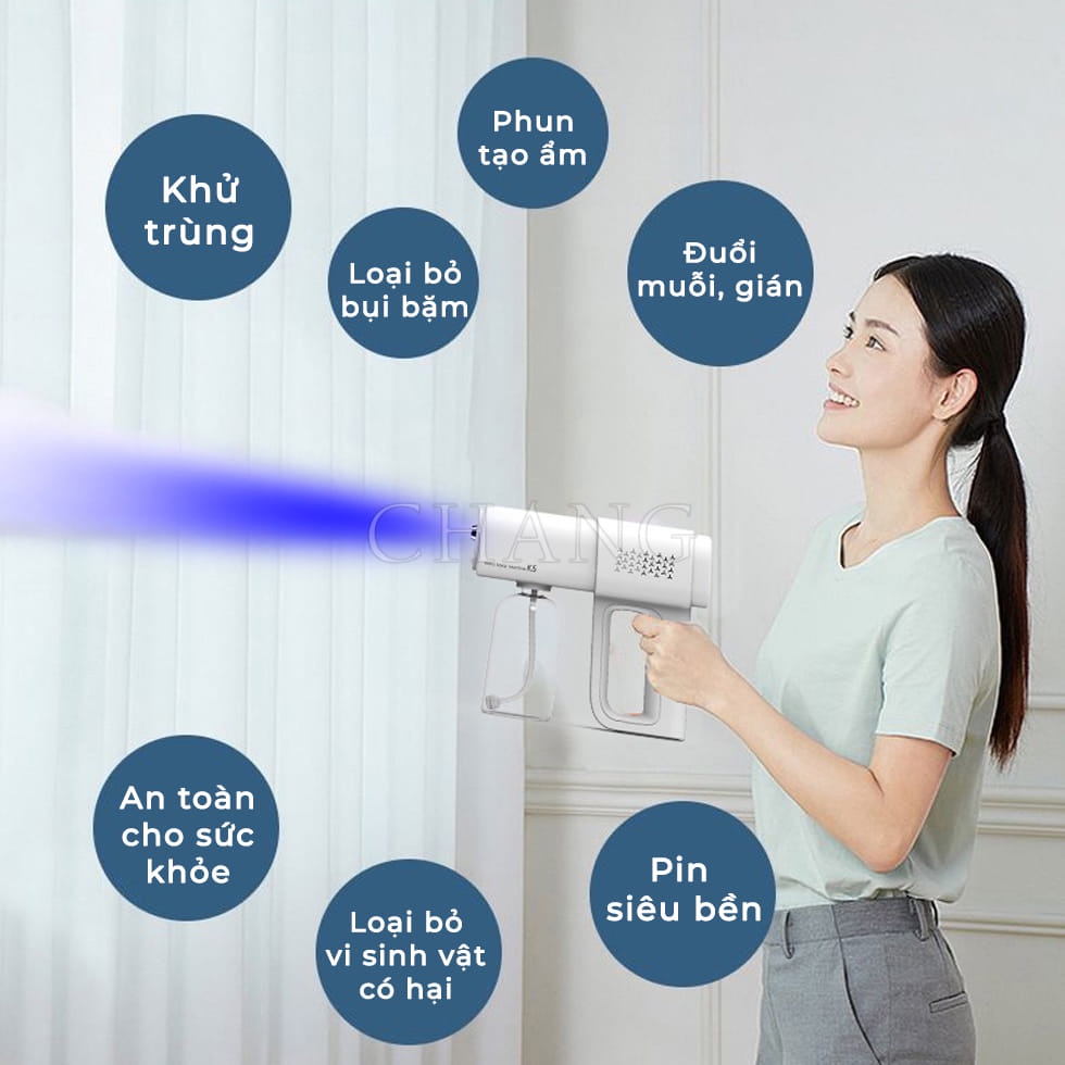 Máy Phun Xịt Khử khuẩn Sát Trùng Nano Cầm Tay K5 phun xa 1.5m Loại Mới