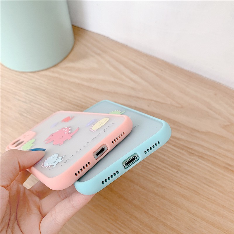 Ốp Lưng Iphone Nhám viền dẻo Chống Sock, Va Đập Bảo Vệ Camera Dinosaur Kute - H060