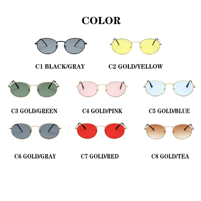 Kính râm gọng kim loại hình oval phong cách hip hop cho nữ