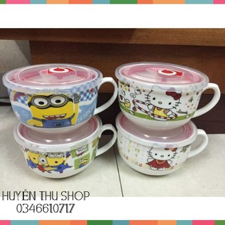 Ca mì sứ có quai và nắp hút chân không 650ml
