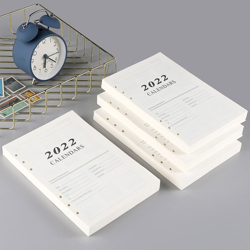 Xấp giấy thay ruột sổ còng 6 lỗ khổ A5 nhiều màu sắc ghi chép nhật ký/ lên kế hoạch theo tháng 2022 có thể thay thế