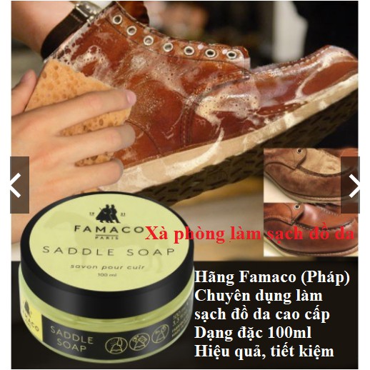 Vệ Sinh Đồ Da, Xà phòng làm sạch đồ da Famaco Saddle Soap, Vệ sinh Túi, Ví, Giầy Chuyên Sâu Hàng Cao Cấp