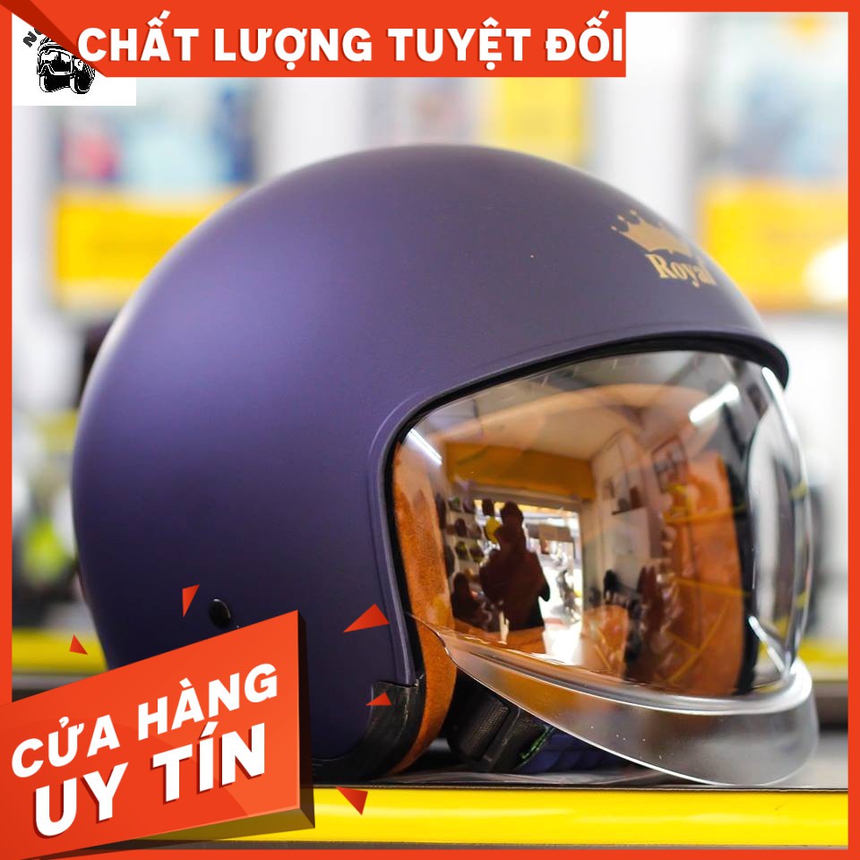 [CHÍNH HÃNG][Shopee Trợ Giá] Mũ 3/4 kính âm Royal M139 XANH ĐEN NHÁM