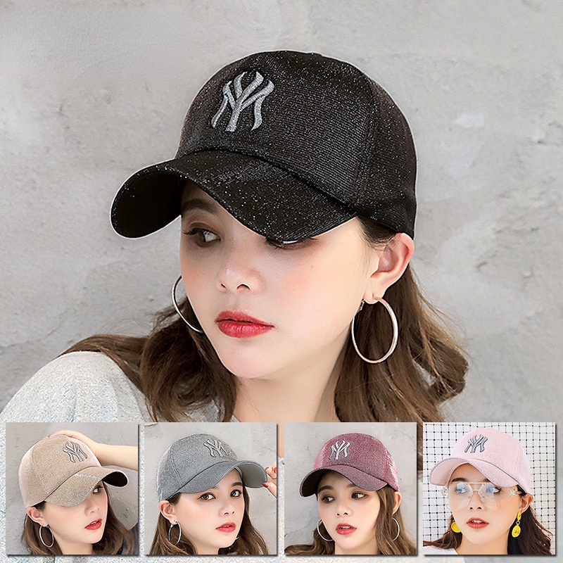 Mũ Lưỡi Trai Chống Nắng Đính Kim Sa In Chữ Phong Cách Hàn Quốc Cho Nam Nữ