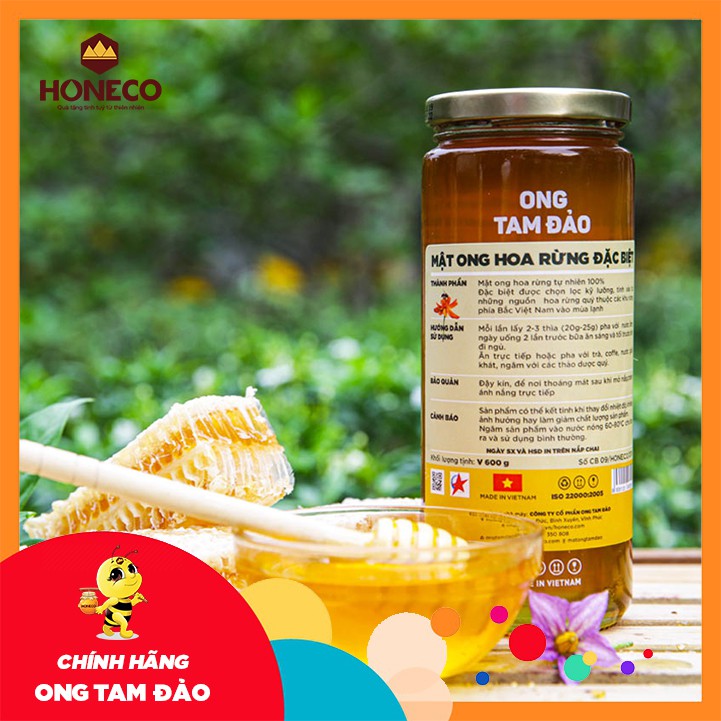 Mật ong hoa rừng HONECO 600G - Mật ong rừng mùa lạnh, nguyên chất 100%, Đạt chuẩn quốc tế FSSC 22000