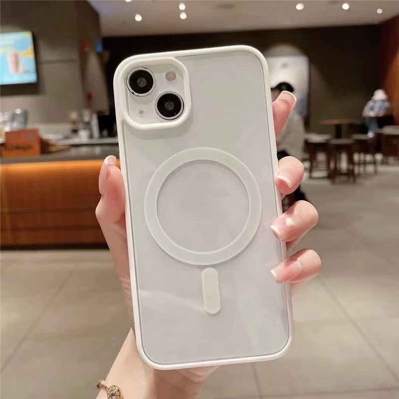 Ốp Điện Thoại Nhựa Acrylic Cứng Trong Suốt Viền Nam Châm Chống Sốc Cho iPhone 13 12 13 12 Pro Max