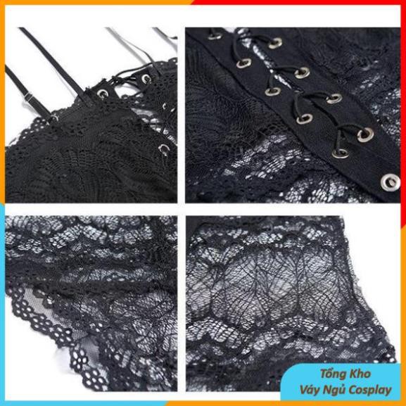 Bộ đồ ngủ 2 dây body liền chip ren xuyên thấu chất hơn nước cất (Không kèm tất) BDS001 TKVN | BigBuy360 - bigbuy360.vn