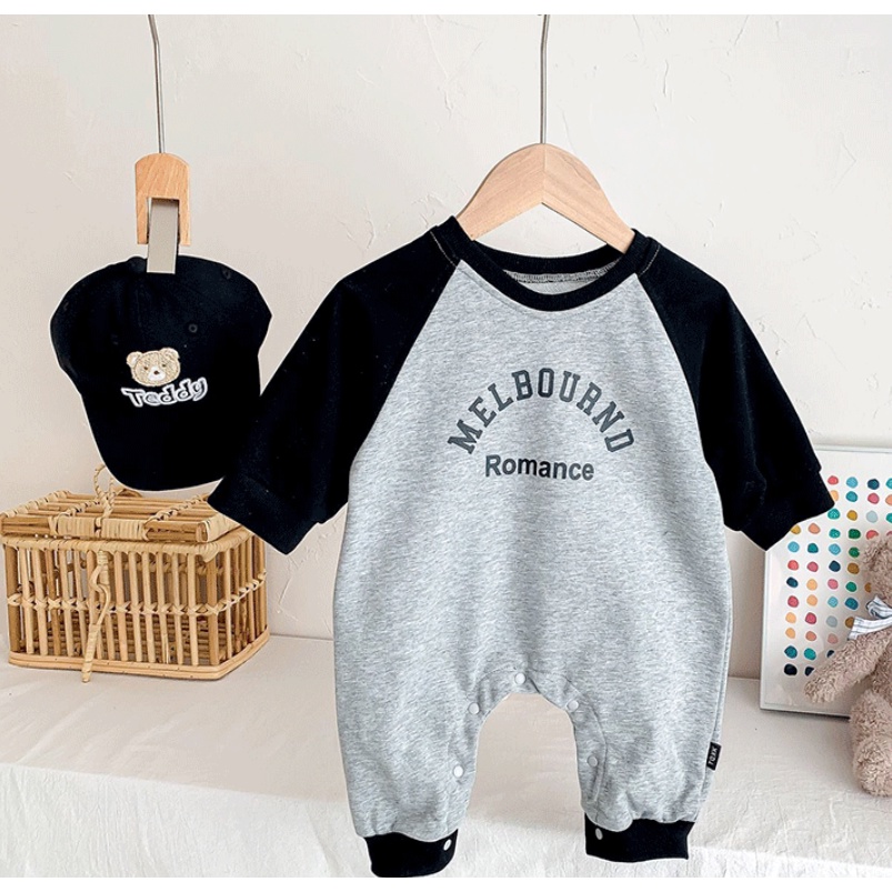 Bộ Áo Liền Quần Tay Dài Bằng Cotton Thời Trang Xuân Thu Cho Bé