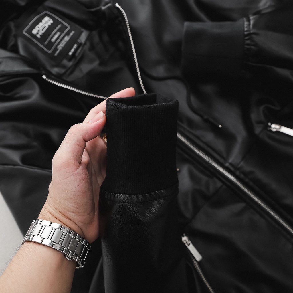 Áo Khoác Nam Leather Black , Chất Da PU Dày Dặn , AK003532, SOMEHOW