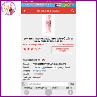 Son kẹo the saem saemmul mousse candy tint