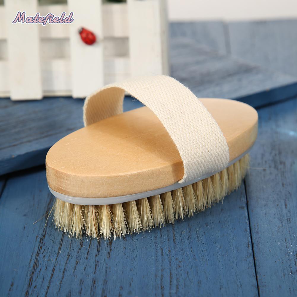 Bàn Chải Tắm Mát Xa Cơ Thể Bằng Gỗ Lông Mềm Tự Nhiên