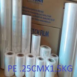 1cây màng PE 25cm x 1.5kg Màng PE Quấn Pallet, Quấn Hàng Hóa