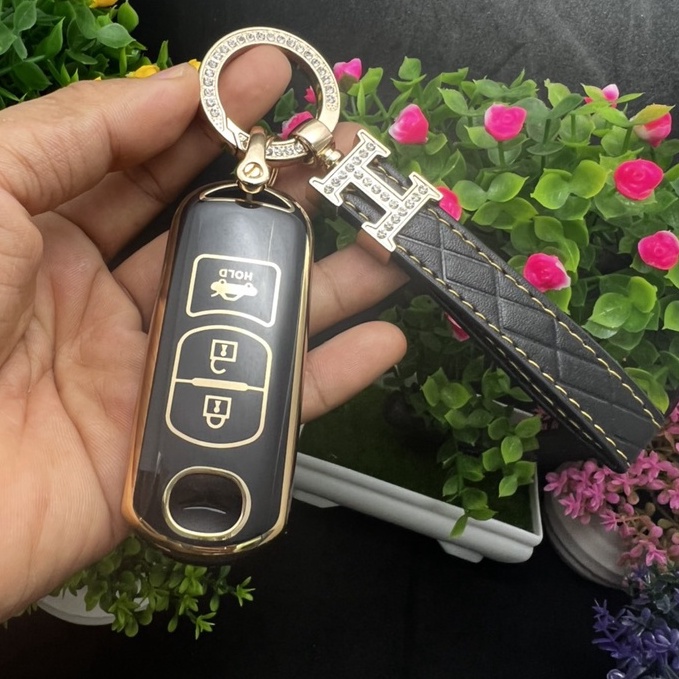 Bao chìa khóa Đen Vàng- Ốp chìa khóa: Mazda2, Mazda3, Mazda6, Mazda Cx5 CX8.