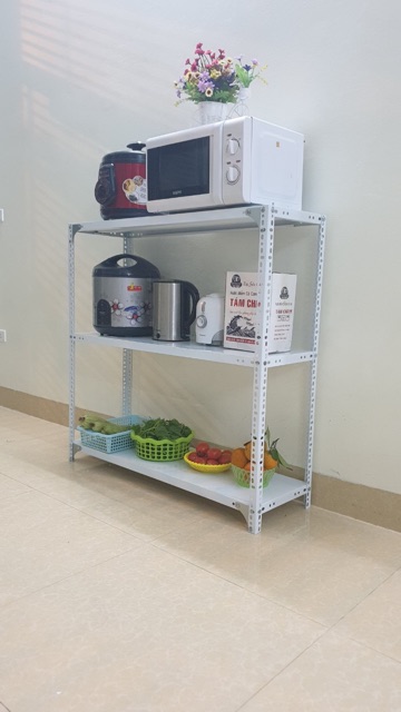 Kệ sắt v lỗ 3 tầng dài 1,2m rộng 0,3m cao 1m màu TRẮNG