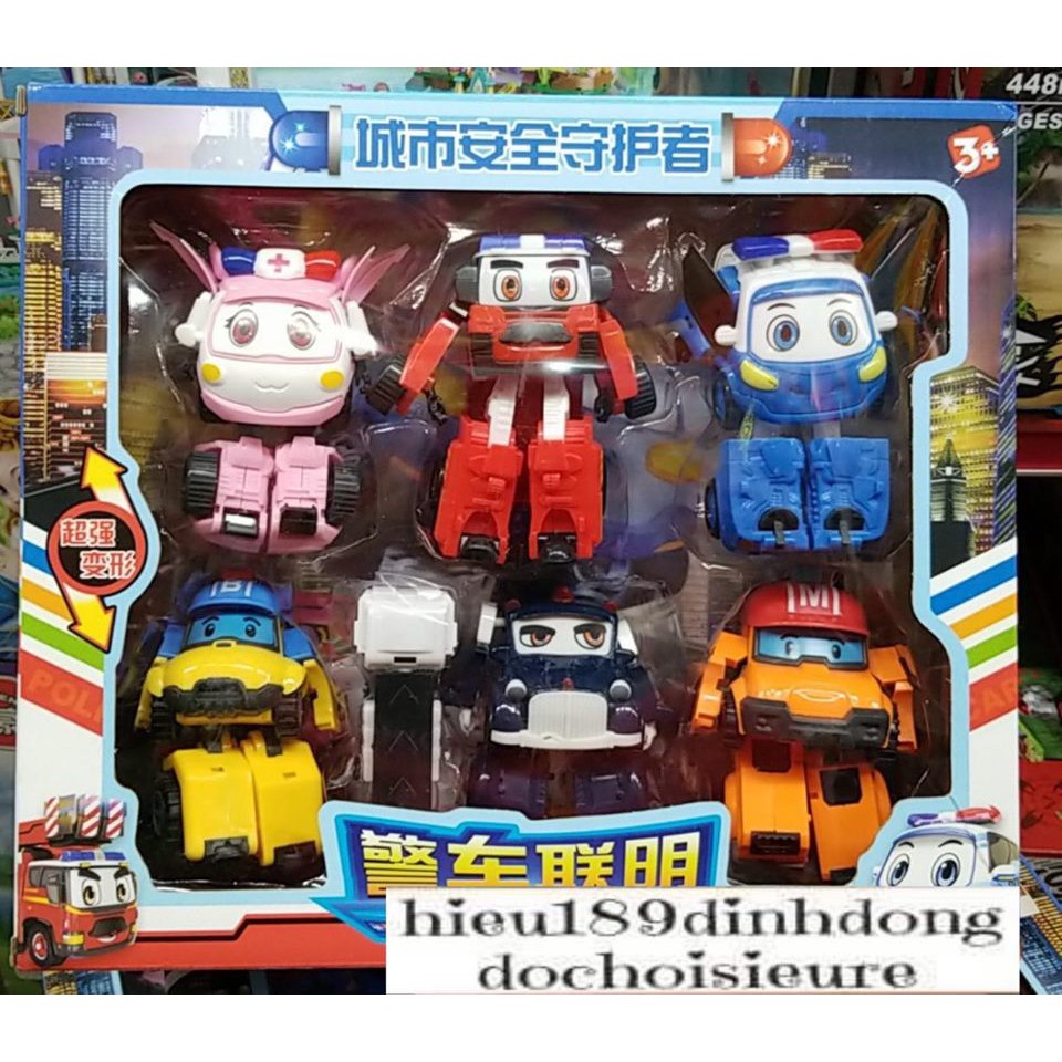 Poli Car - Bộ đồ chơi 6 Xe Biến Hình Robot Poli robo car (ảnh thật)