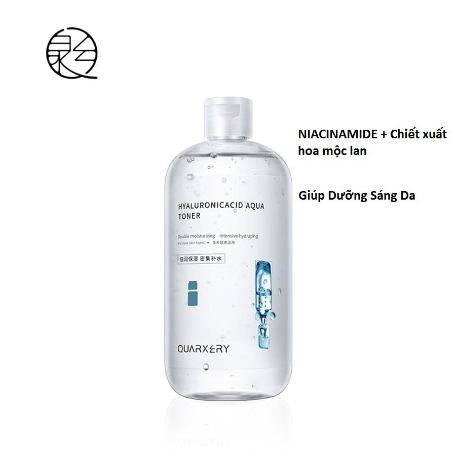 Toner nước hoa hồng Hyaluronic Acid QUARXERY 500ml cấp ẩm dưỡng ẩm cân bằng độ pH cho da khô mọi loại da