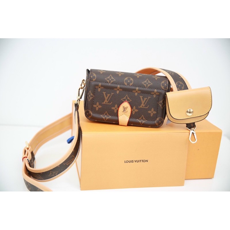 Set LV kèm ví fullbox nguyên seal size 16 da lì quai bản to
