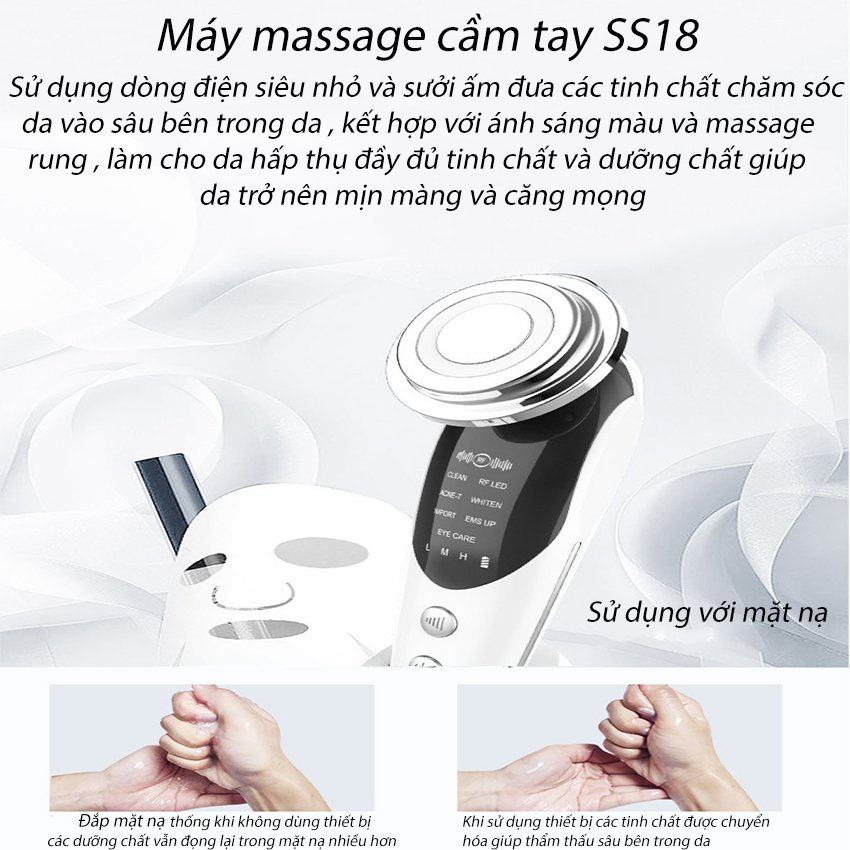 Máy đẩy tinh chất Ion âm SeaSy SS18 giúp ngăn ngừa mụn hỗ trợ nâng cơ mặt tái tạo, trẻ hóa làn da