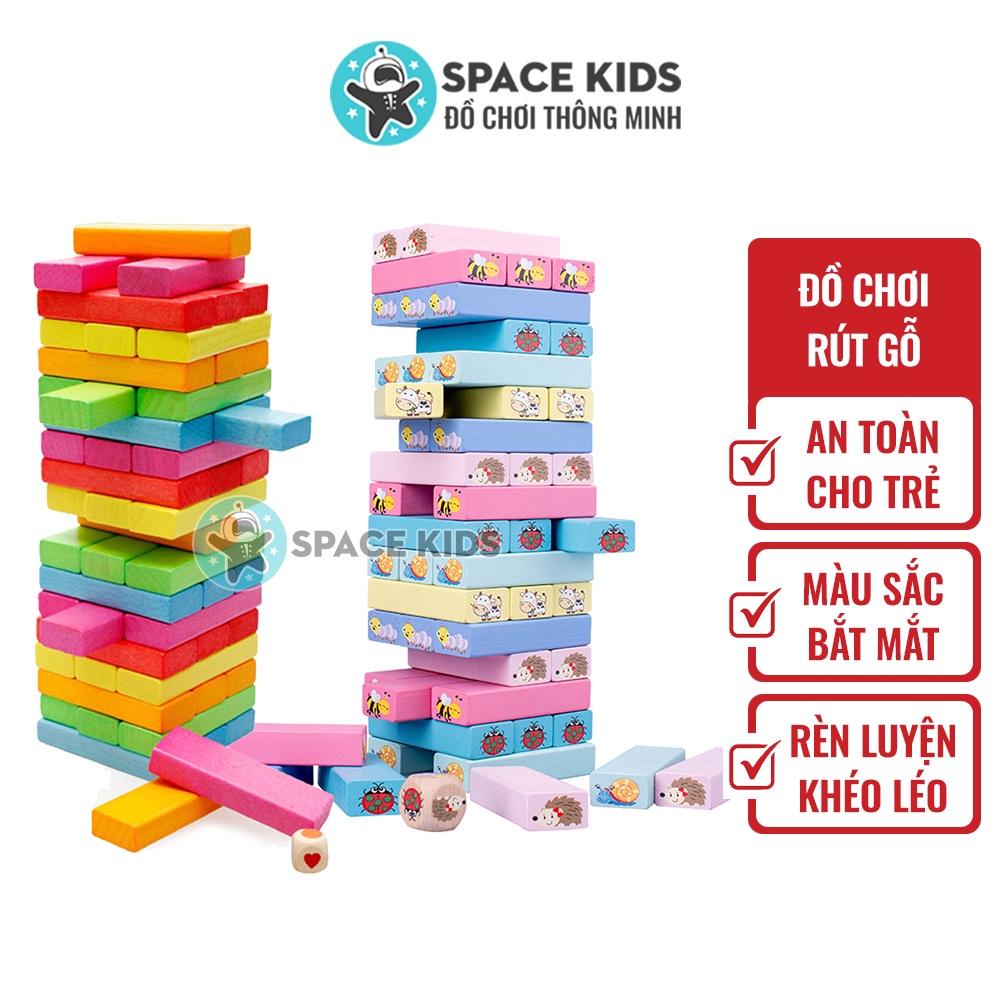 Đồ chơi thông minh Rút gỗ kèm xúc xắc cho bé giải trí Space Kids