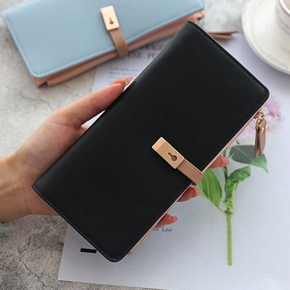 HARRIETT Ví Da PU Dáng Dài Có Nhiều Ngăn Đựng Thẻ Phong Cách Hàn Quốc Cho Nữ Giá Đỡ