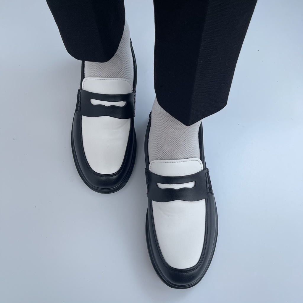 Giày Penny loafer Black  Nam  , DA MỀM , Đế Cao Su nguyên Khối, Có Khâu Đế , tăng chiều cao 3.5 cm