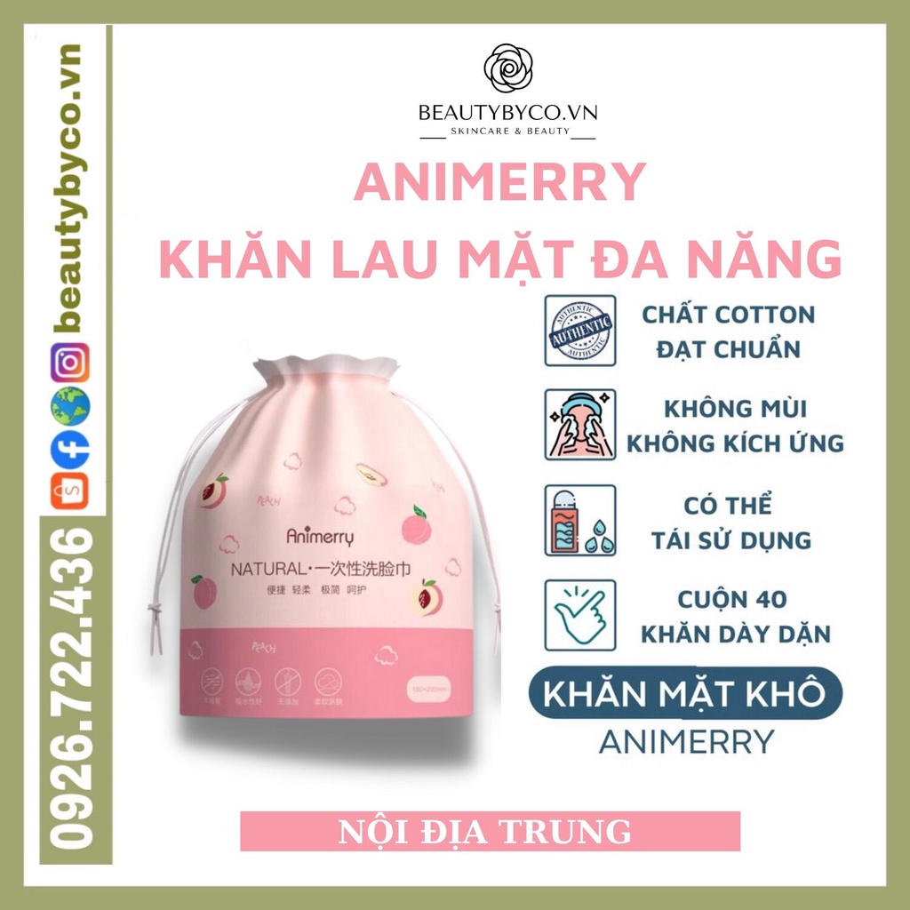 Khăn Mặt Khô Đa Năng Dùng 1 lần Animerry Lau Mặt Lau Khô, Lau Ướt - Dai Mịn Siêu Tiết Kiệm