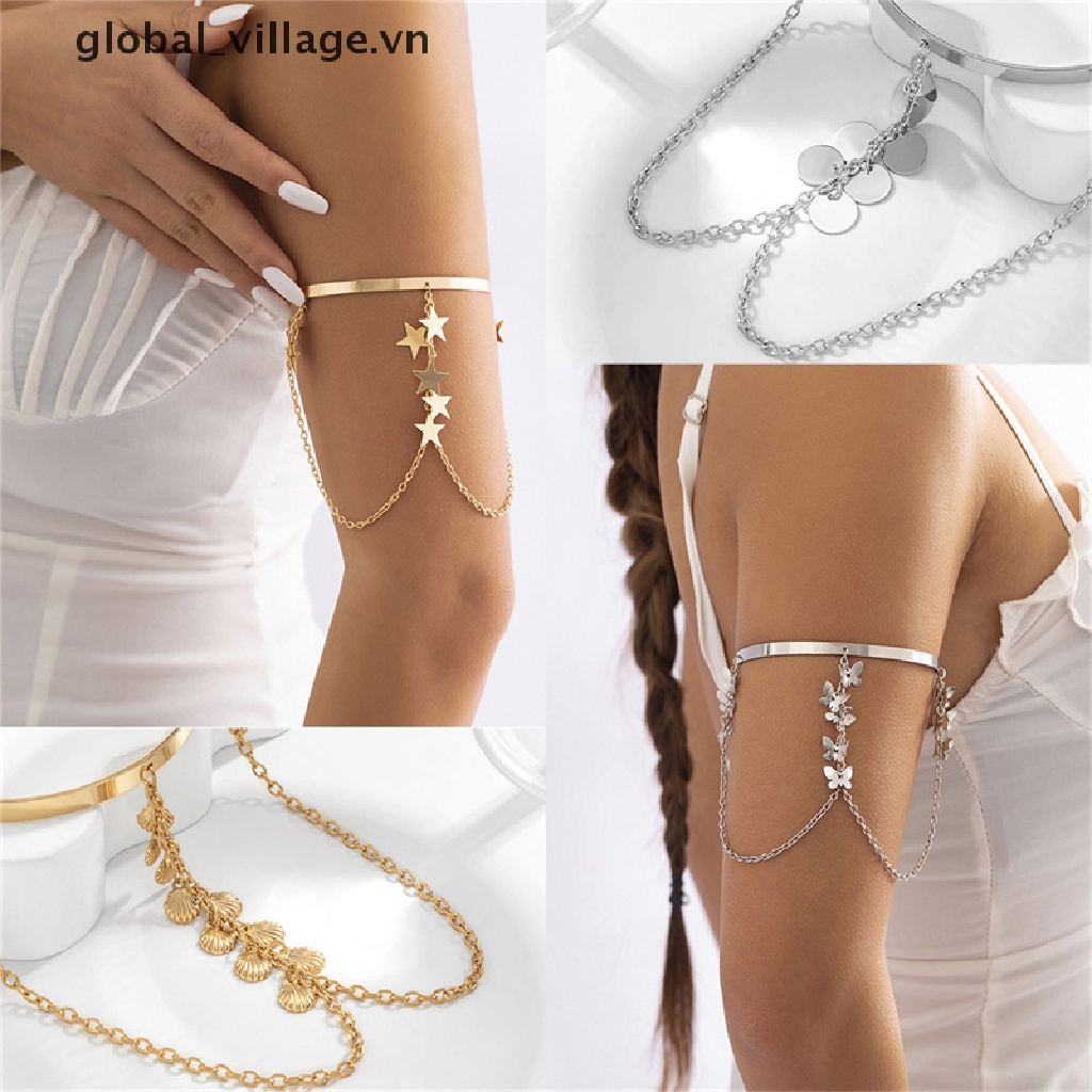 Vòng Đeo Cánh Tay Mặt Dây Kim Loại Tua Rua Trên Phong Cách Bohemian Thời Trang Cho Nữ