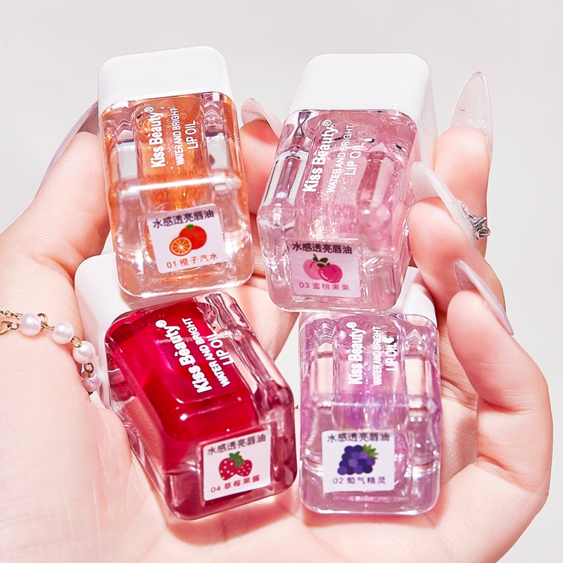 Son bóng Kiss Beauty dưỡng ẩm kết cấu màu trong suốt lấp lánh