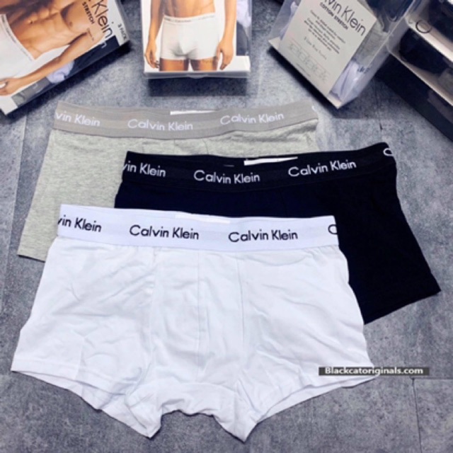 Quần lót quần sịp nam quần boxer cotton co giãn 4 màu : Đen - Trắng - Ghi - Đỏ - cạp chữ dệt