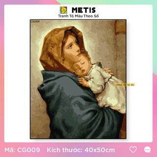 Tranh Tự Tô Màu Theo số Tranh Sơn Dầu Đức Mẹ Số Hoá Có Khung METIS