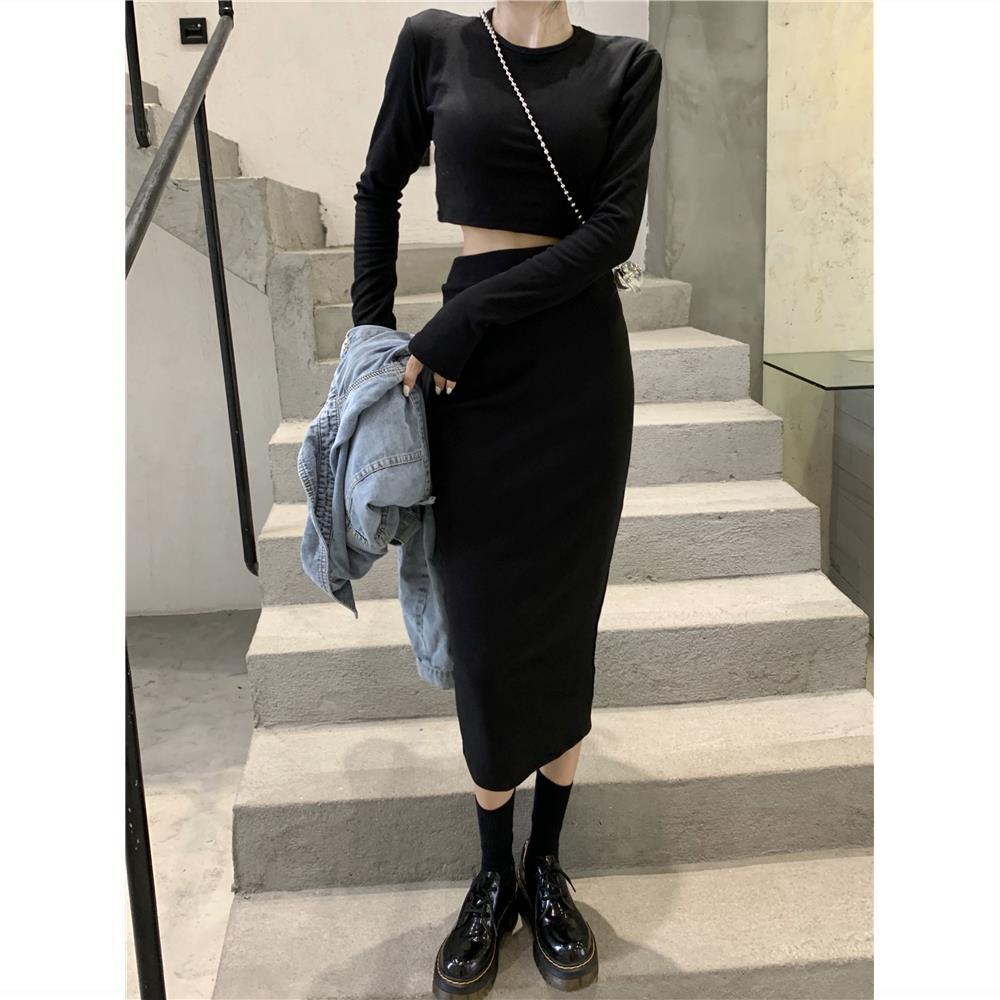 Set đồ COZOKC gồm áo dệt kim và chân váy thời trang cổ điển cho nữ