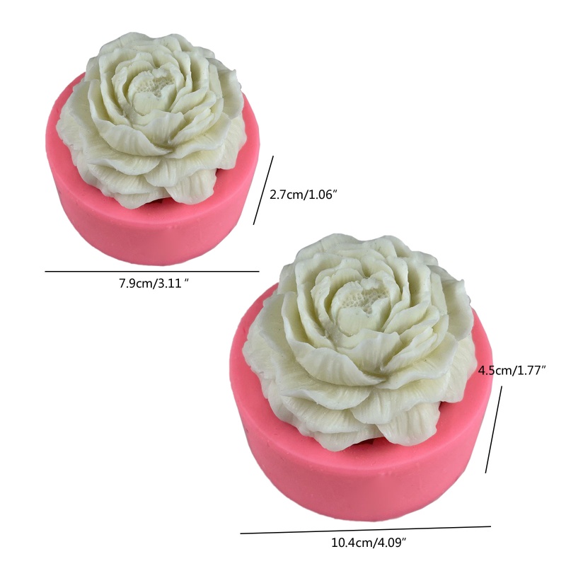 Khuôn Silicone Tạo Hình Làm Xà Phòng/Nến Hình Hoa Mẫu Đơn 3D