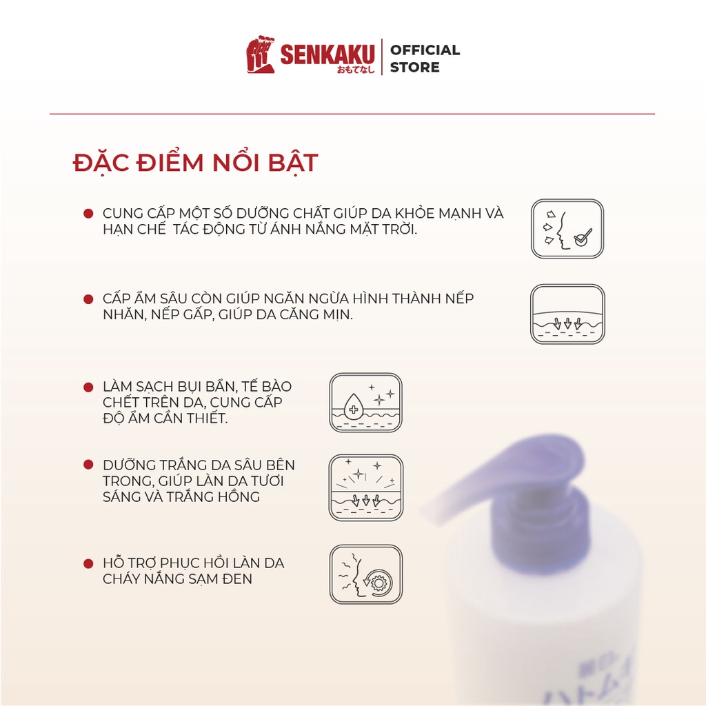 Sữa tắm trắng da Hatomugi ý dĩ nhật bản 800ml Moisturizing Washing SENKAKU