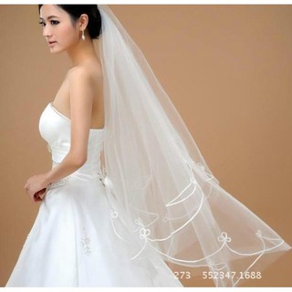 Mạng che mặt trắng 1.5m phụ kiện cưới cho cô dâu